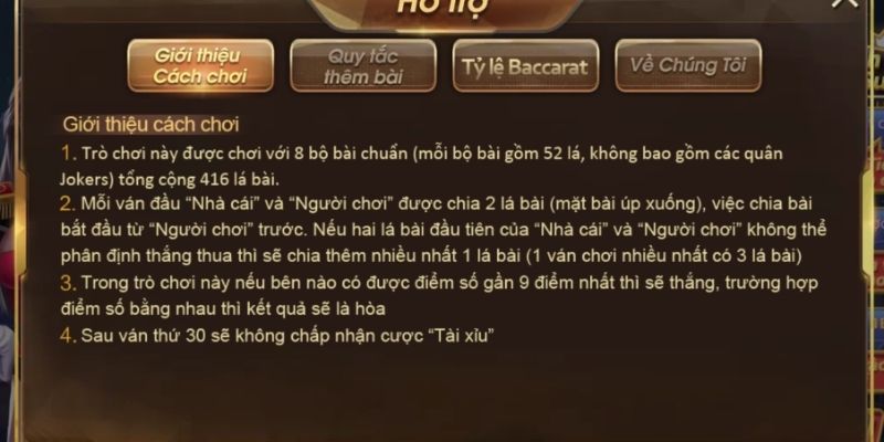 Luật chơi game bài Baccarat